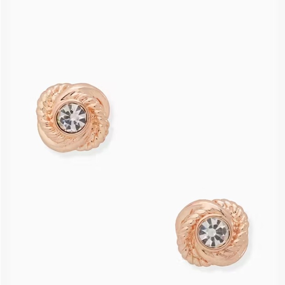 Kate Spade Rose Gold Infinity & Beyond Crystal Knot Stud Earrings